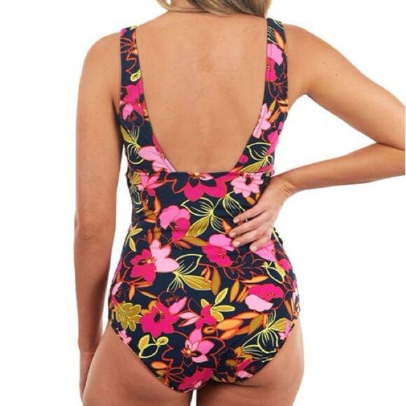 Seekers Australia Fuchsia Blooms Bella Tropical Print One Piece Swimsuit Size 10 - Picture 4 of 13